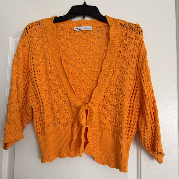 Zara Sweaters - Zara Women's Knit Orange Cardigan